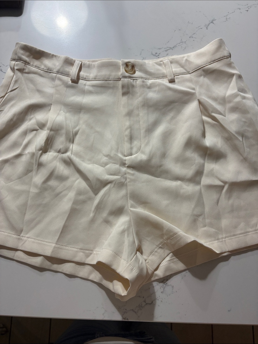 SHEIN Cream High-Waist Tailored Shorts